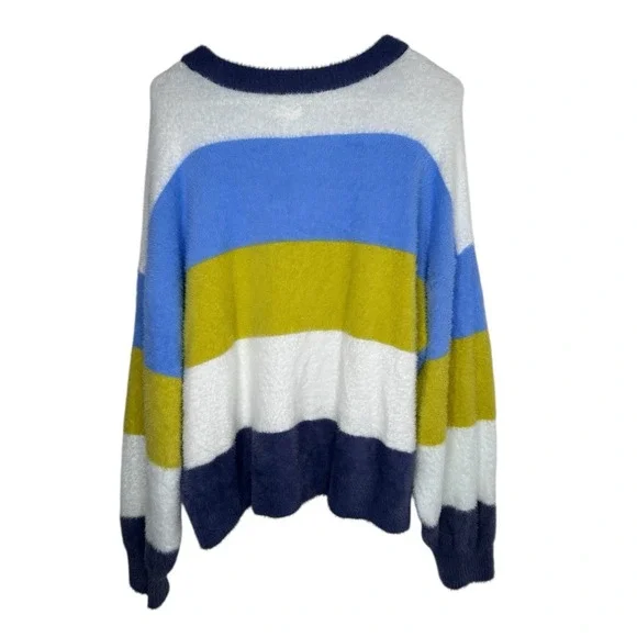 Aerie Campfire Chenille Stripe Sweater  American Eagle Womens Medium Soft Blue - Picture 3 of 7